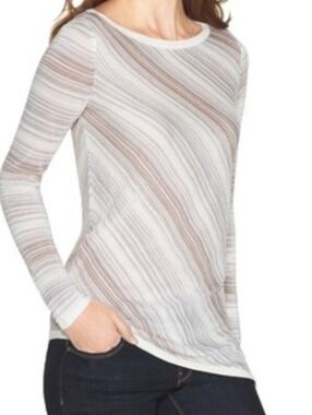White House Black Market knit tunic top asymmetrical hem Gold And Silver